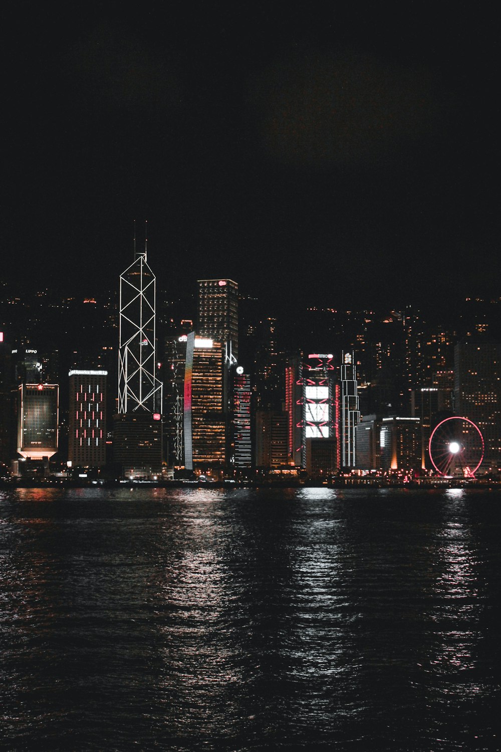 high-rise buildings at night time