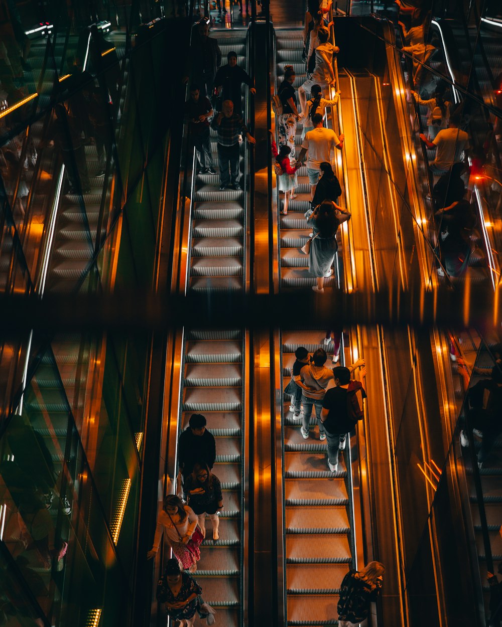 people on escalator