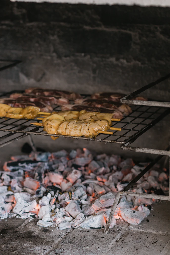 South African barbecue grilling over charcoal