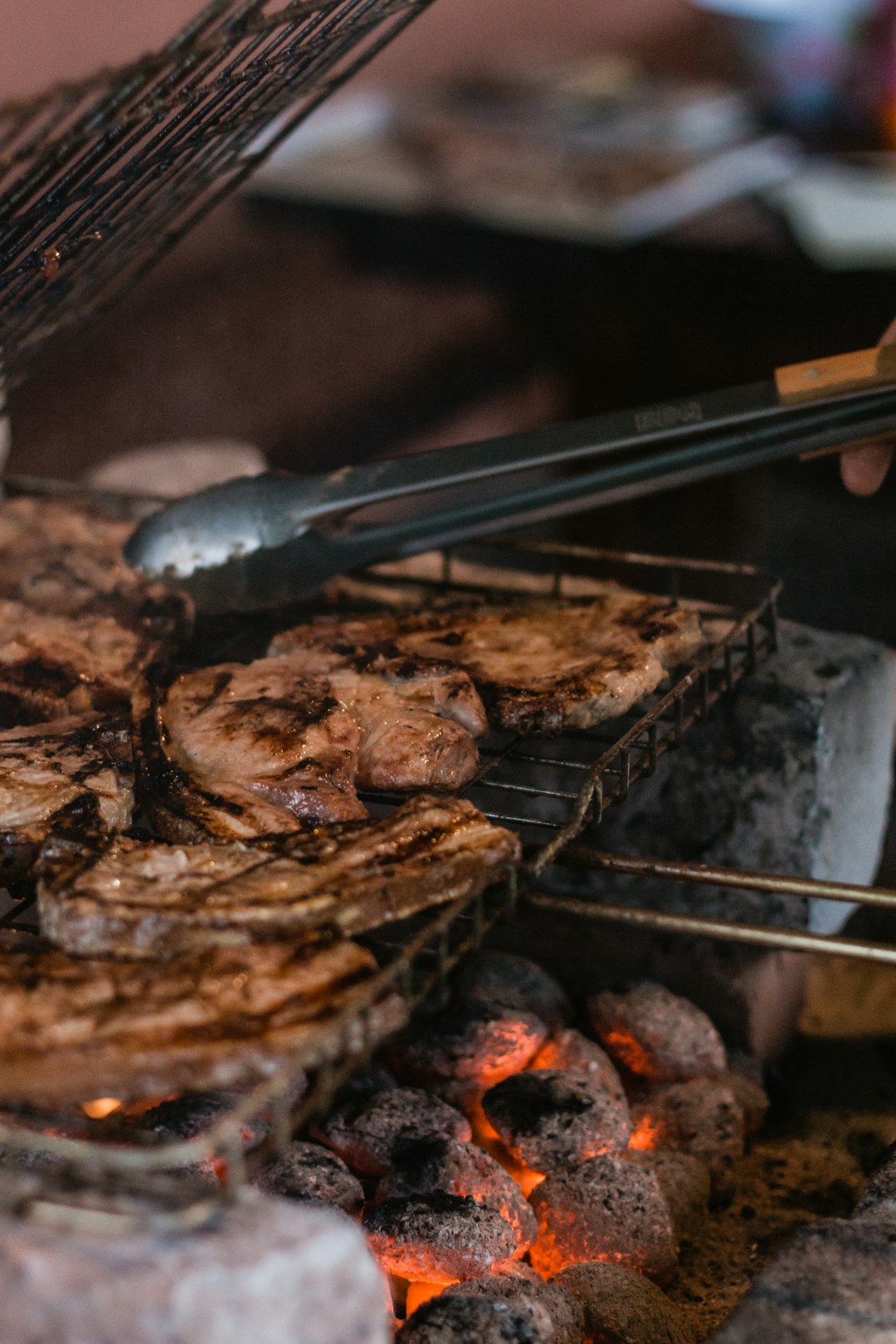 shallow focus photo of meat grilling