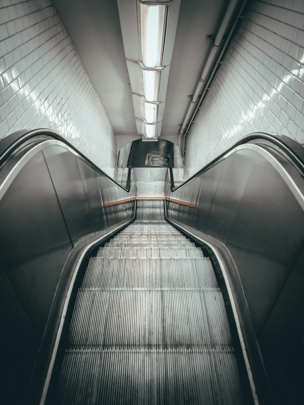 empty gray escalator