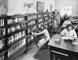 vintage photo of women inside the library
