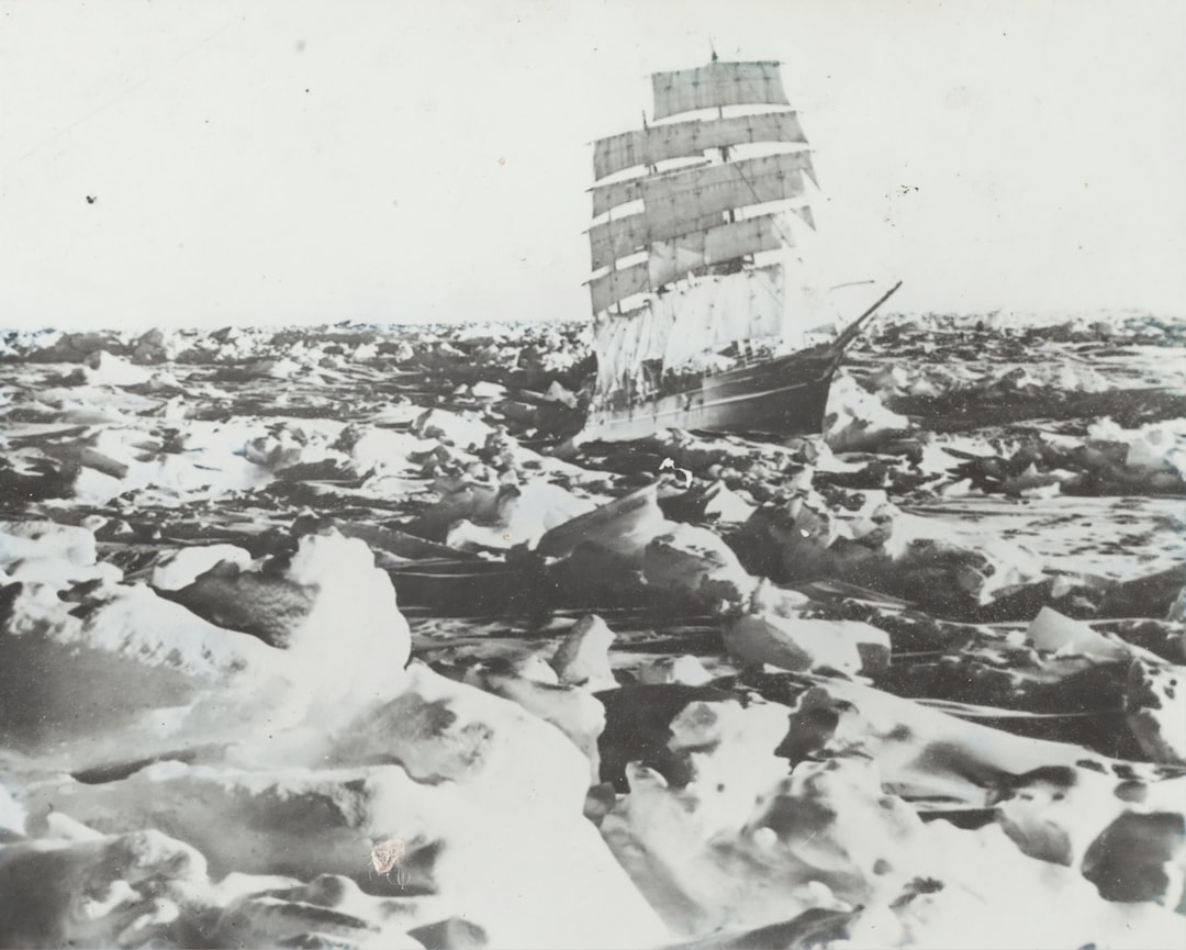 ship on ice land, Lantern Slide - The Ship Discovery, Superimposed on Heavy Pack Ice, BANZARE Voyage 1, Antarctica, 1929-1930</p></figure><p>Photographer: Frank Hurley