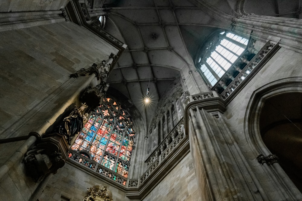 low-angle photograph of cathedral interior