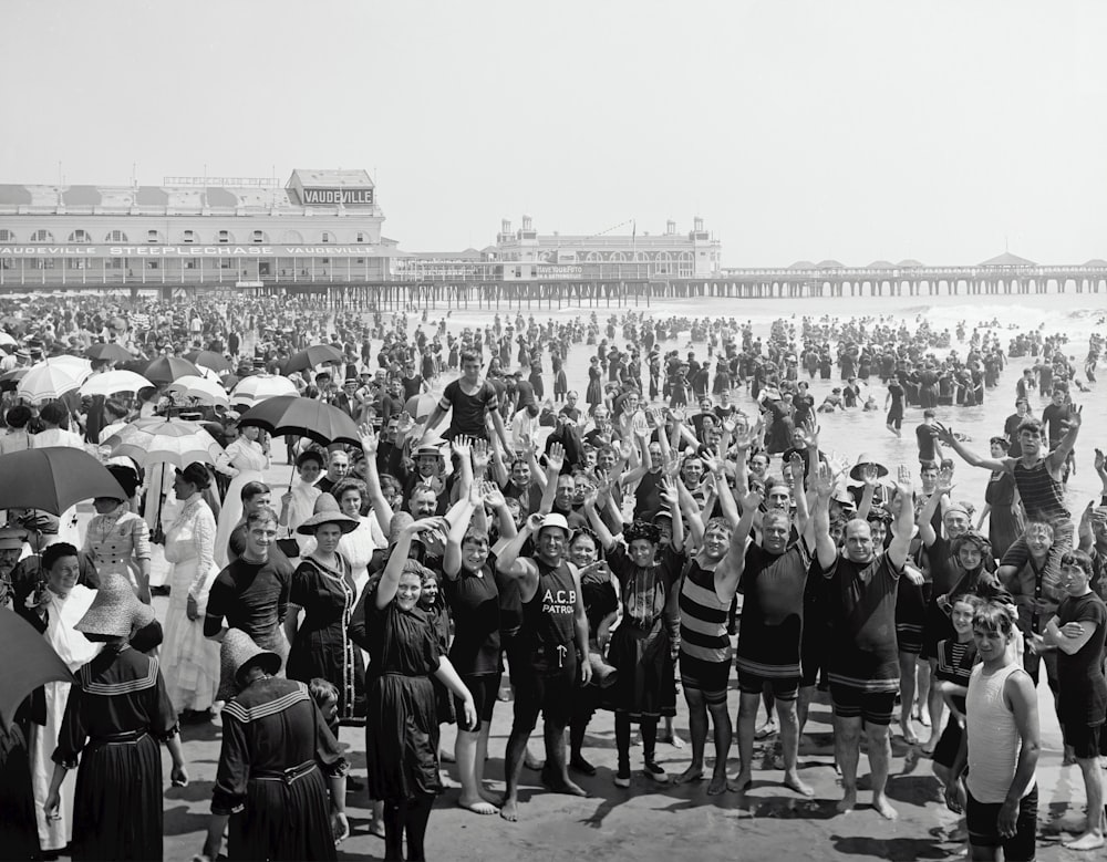 Hands up on the beach at Atlantic City, N.J.