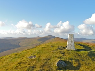 white tombstone on hill