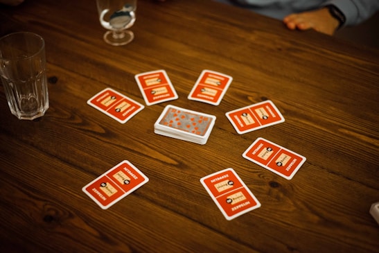 A vibrant table with cards and chips ready for a fast-paced daily rummy game.