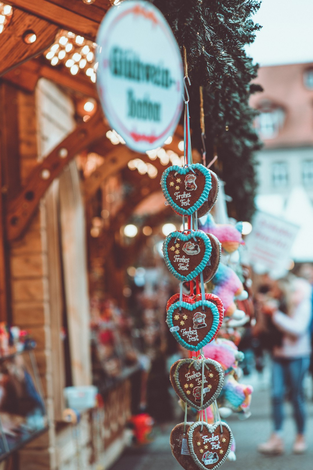 selective focus photography of hanging heart ornaments during daytime