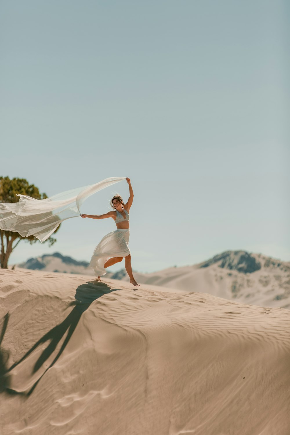 woman standing on desert