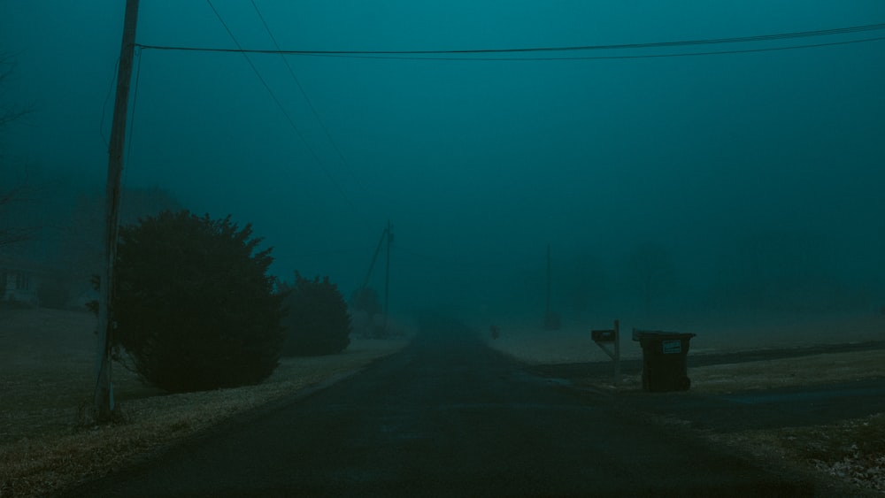 concrete road during night time