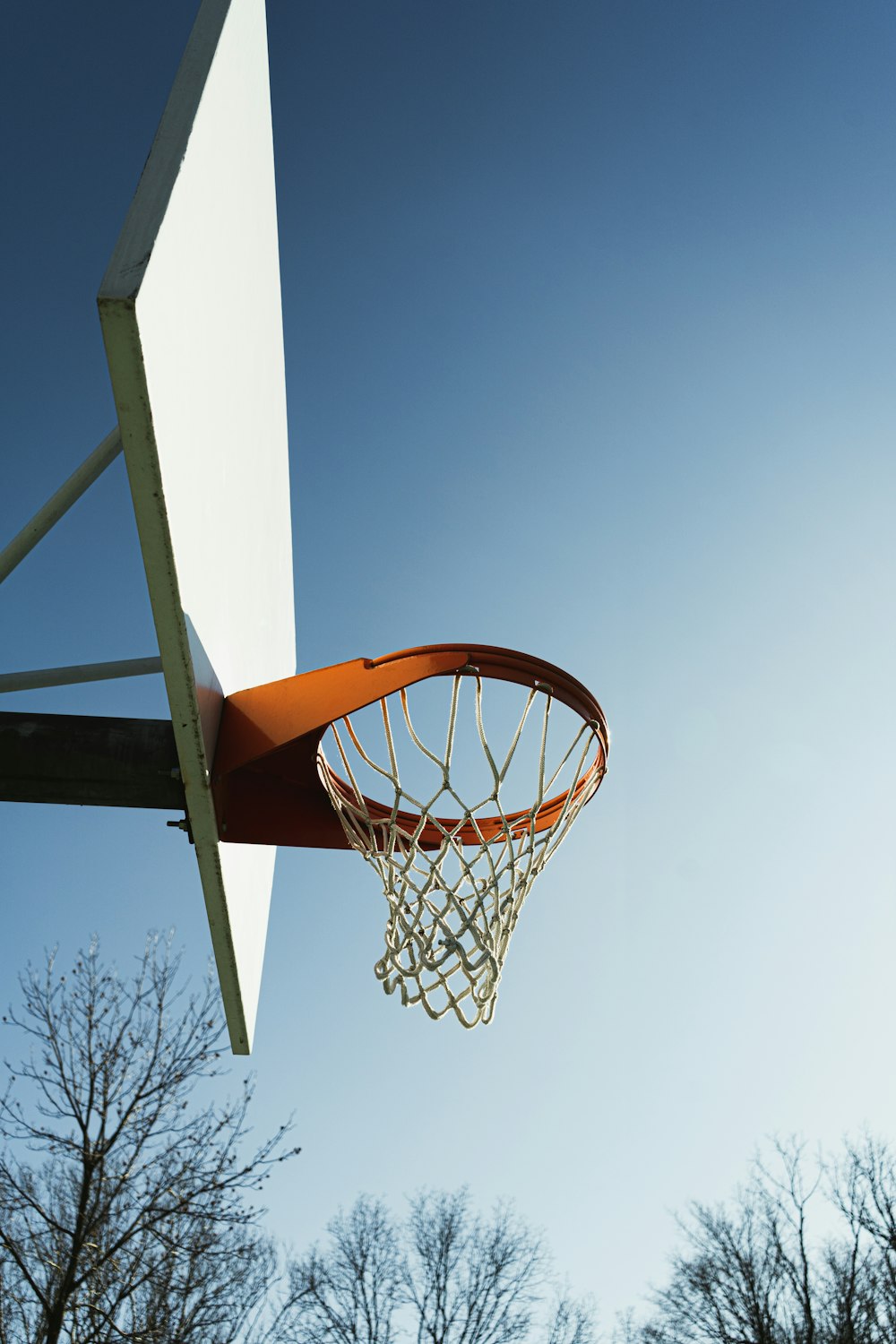 low angle photography of basketball hoop