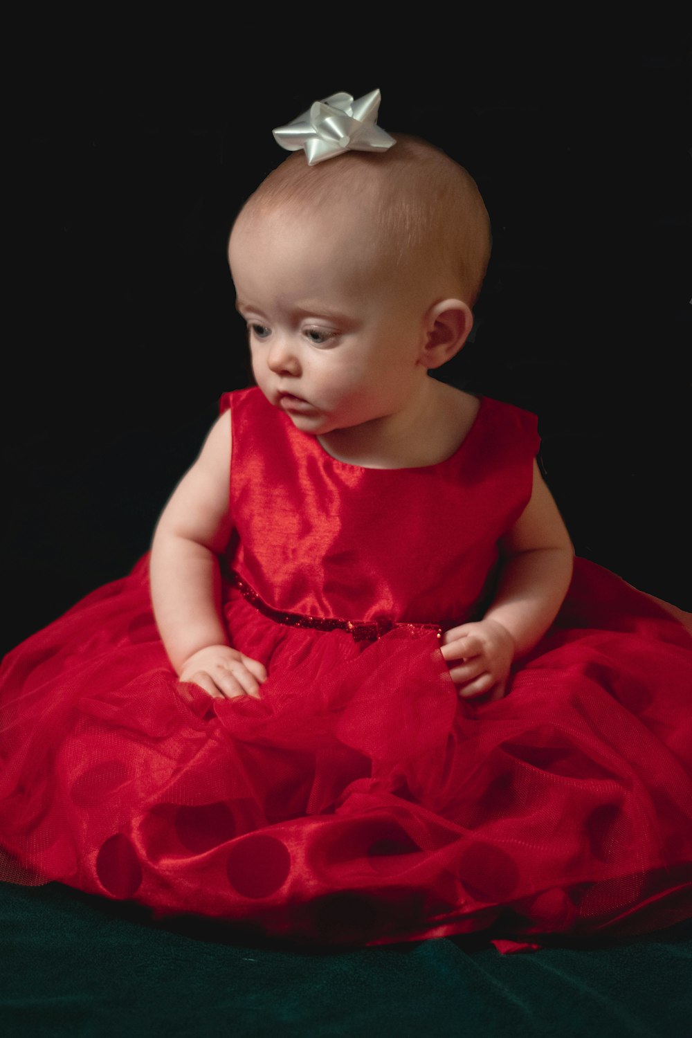 girl wearing red dress