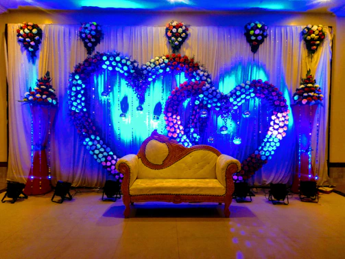 A vibrant floral backdrop with clean lines, capturing the essence of a chic wedding celebration.