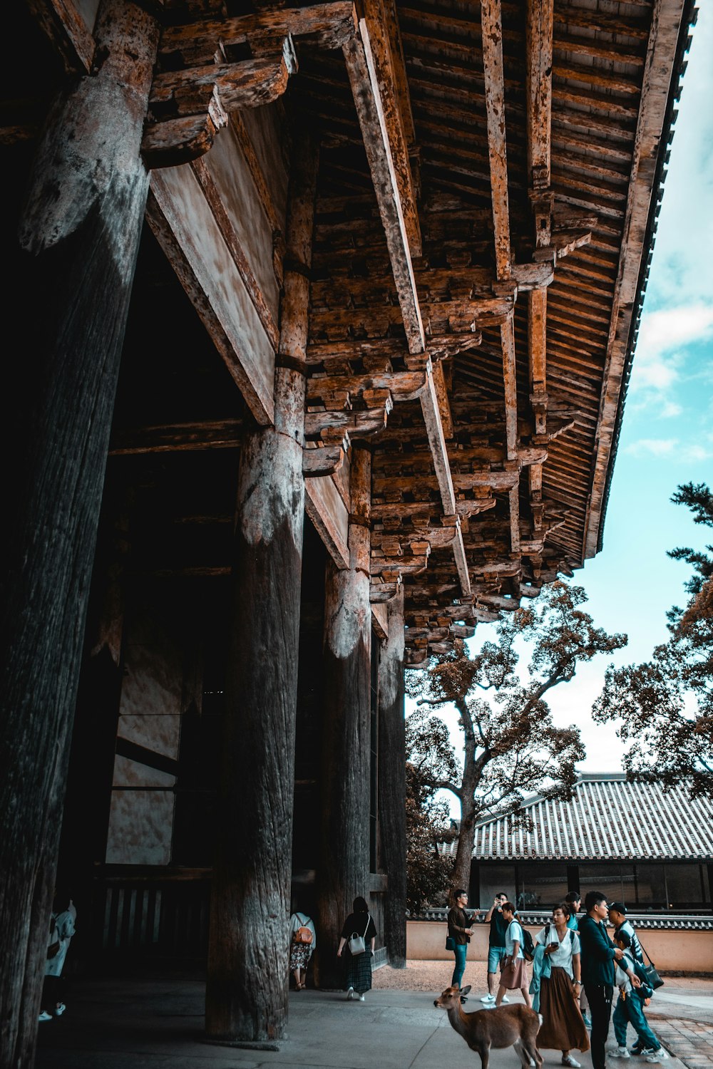 people walking in front of brown wooden building during daytime