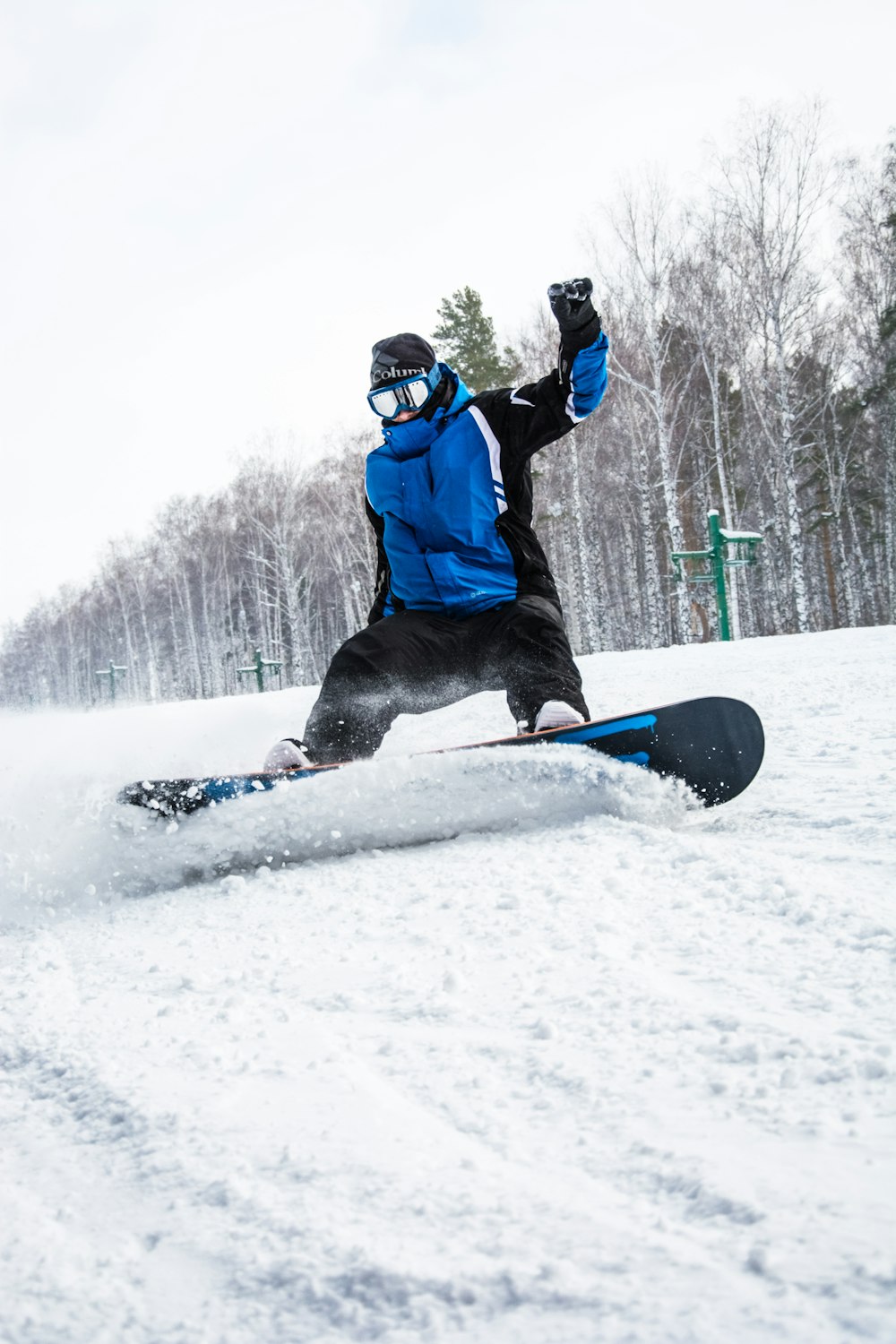 unknown person snowboarding