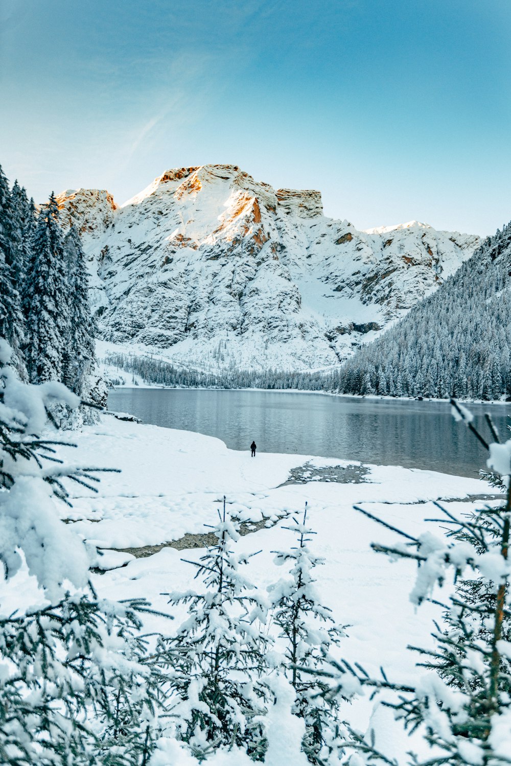 photography of snow-covered field and mountain during daytime