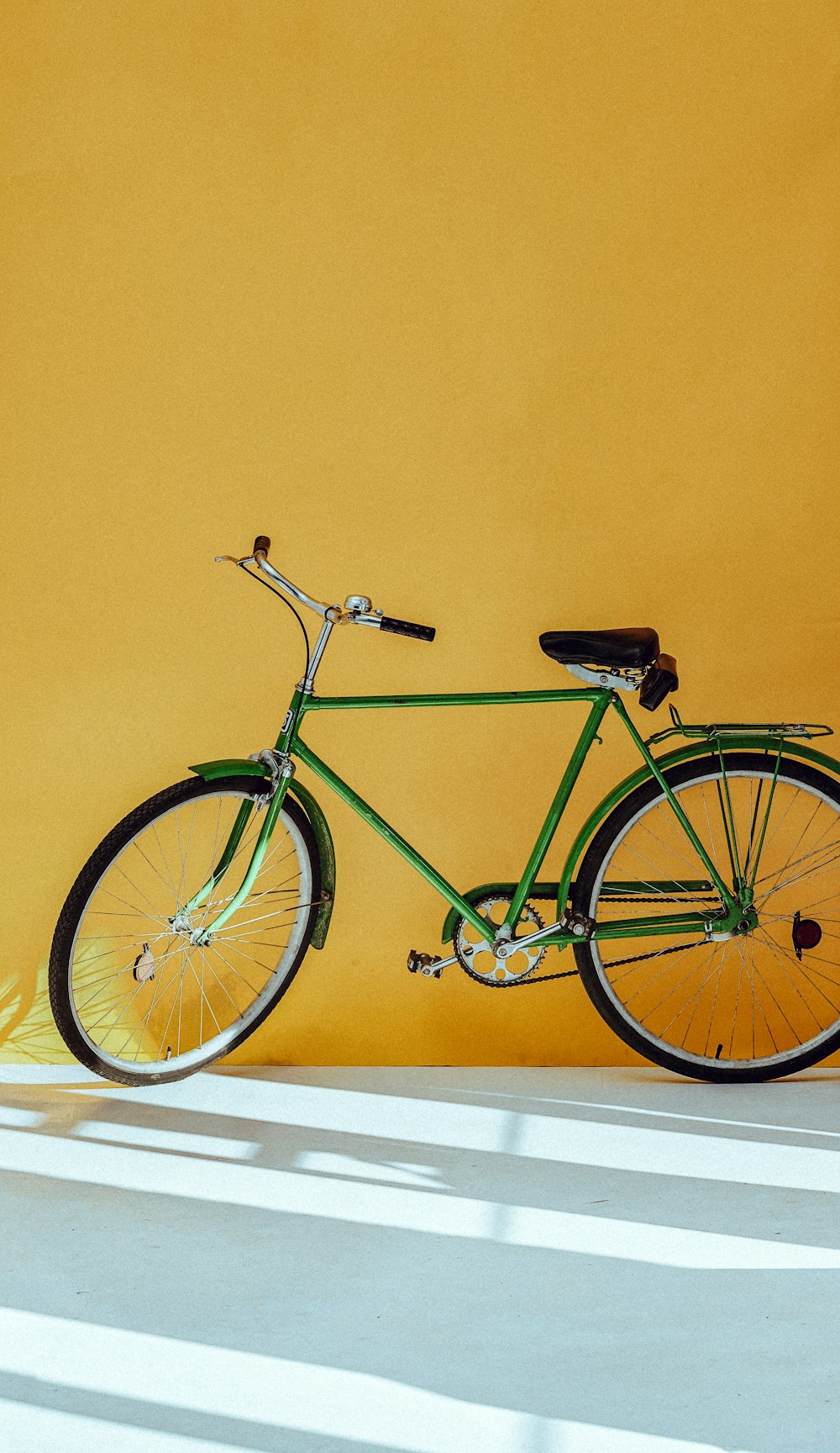 parked green bike