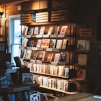 book display in dim room