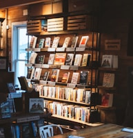 book display in dim room