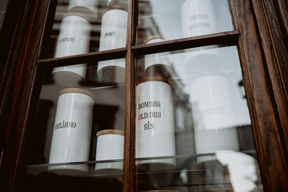 canisters inside the cabinet