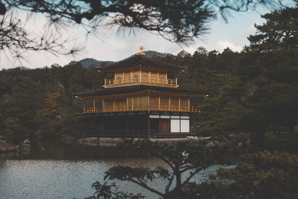 brown temple near river