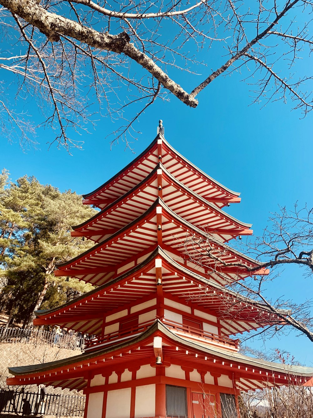 white and red wooden temple