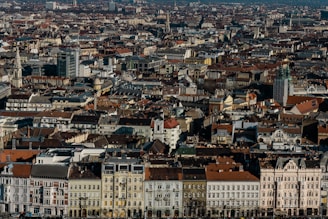 a view of a city from a tall building