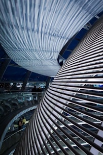 a building that has a spiral design on it