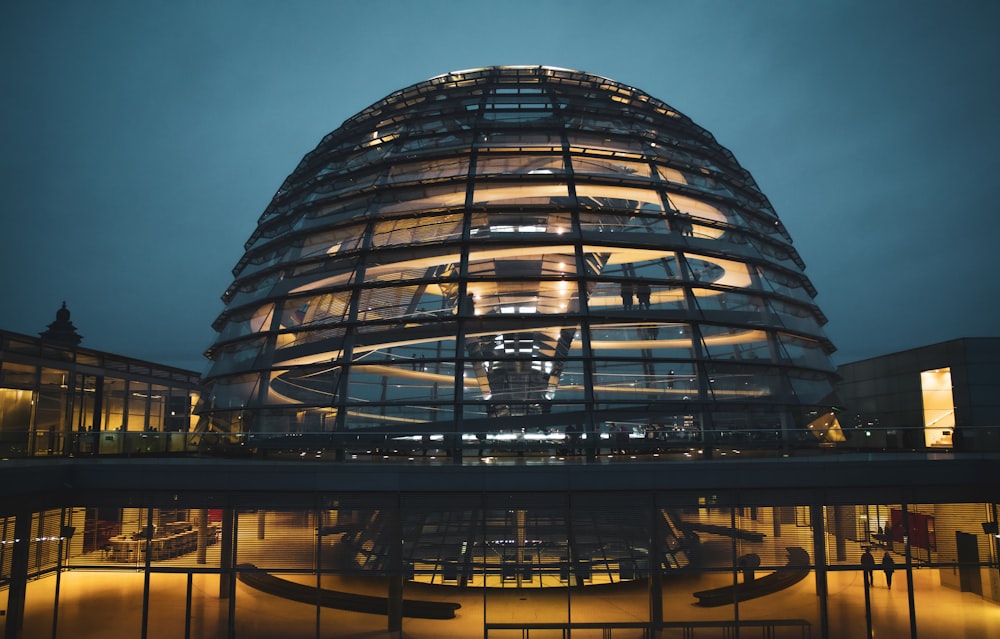 clear glass dome building
