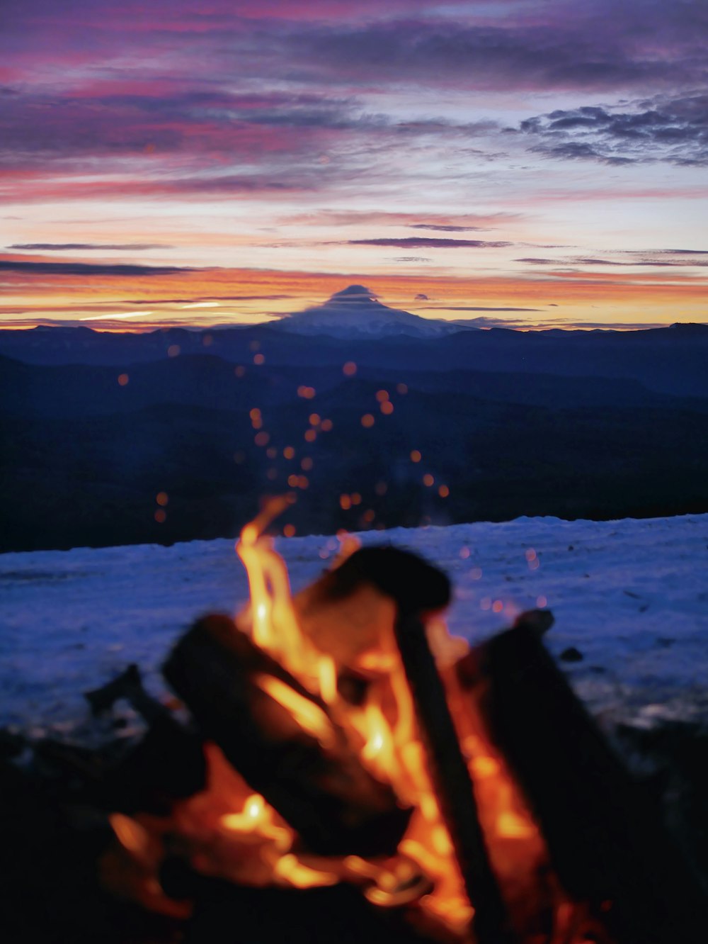 bonfire on shoreline