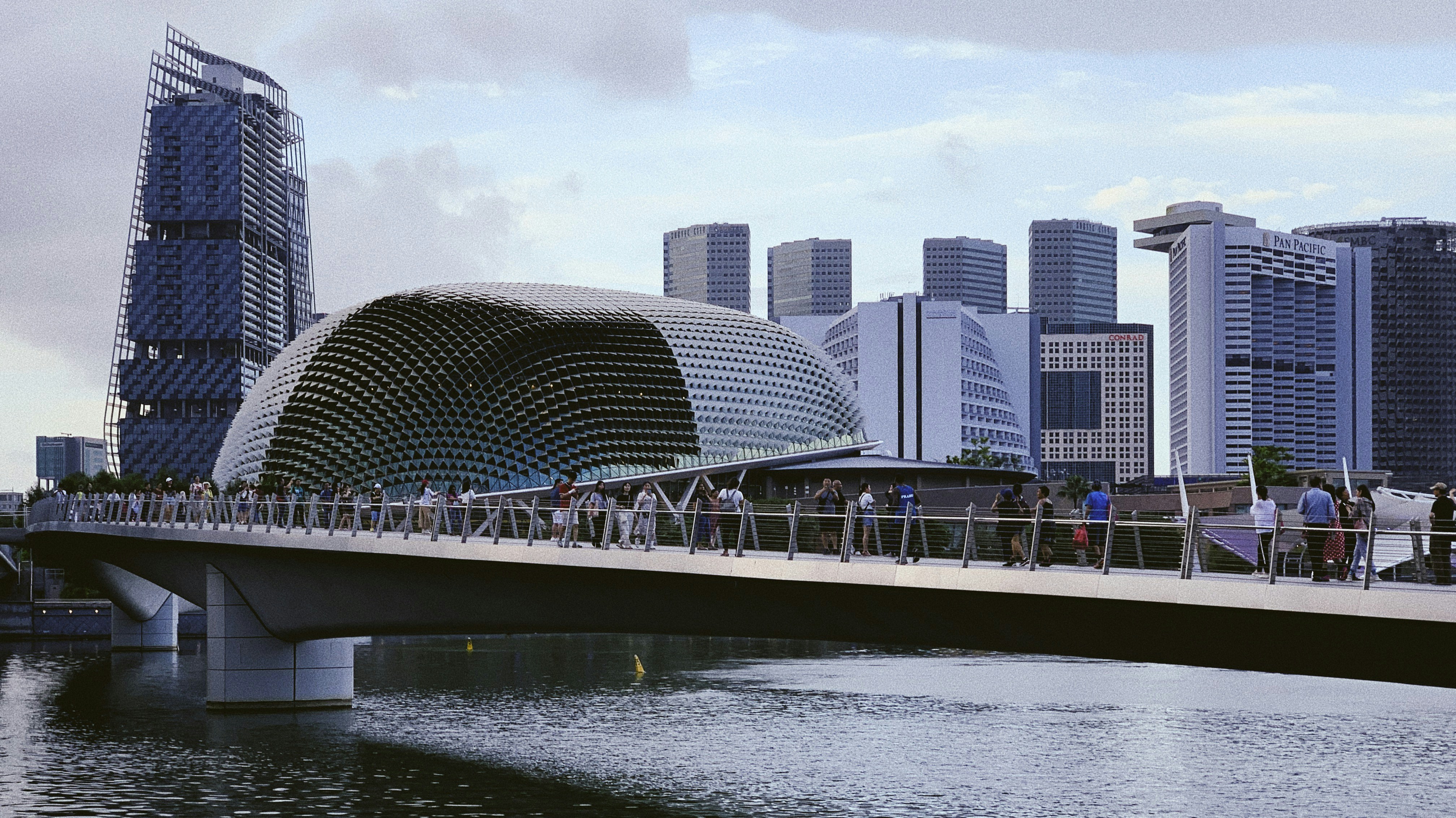 photography of people standing on bridge during daytime