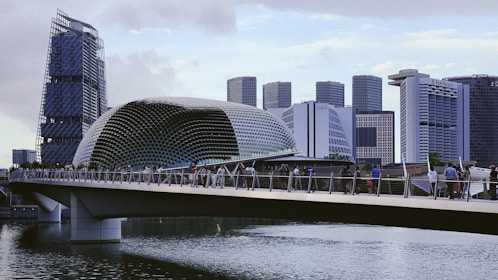 photography of people standing on bridge during daytime