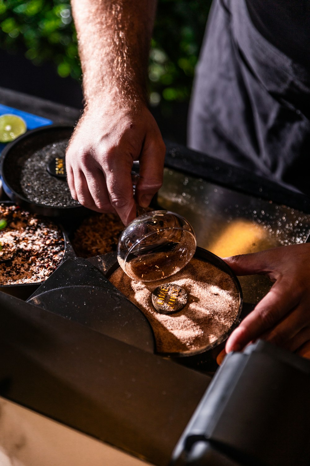 person making food