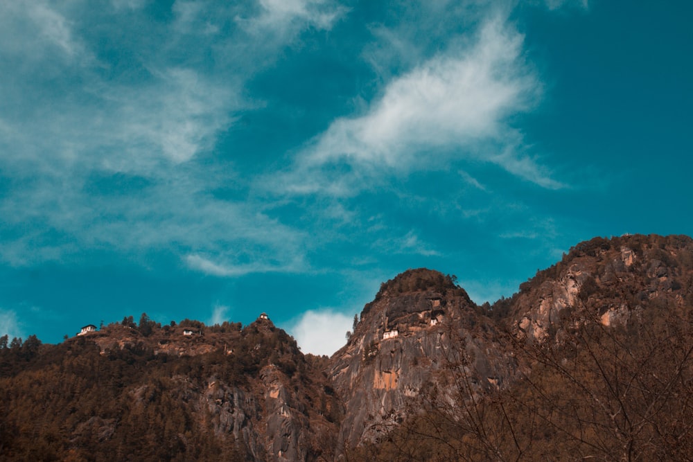 low angle photography of mountain?