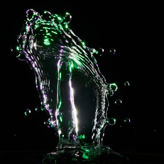 A vibrant still from a 3D animation project showcasing dynamic lighting and fluid motion.