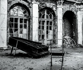 An evocative sound installation set up in an abandoned building.