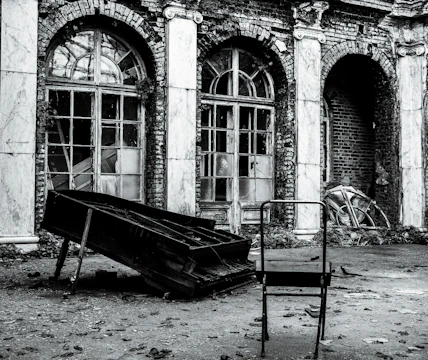 An evocative sound installation set up in an abandoned building.
