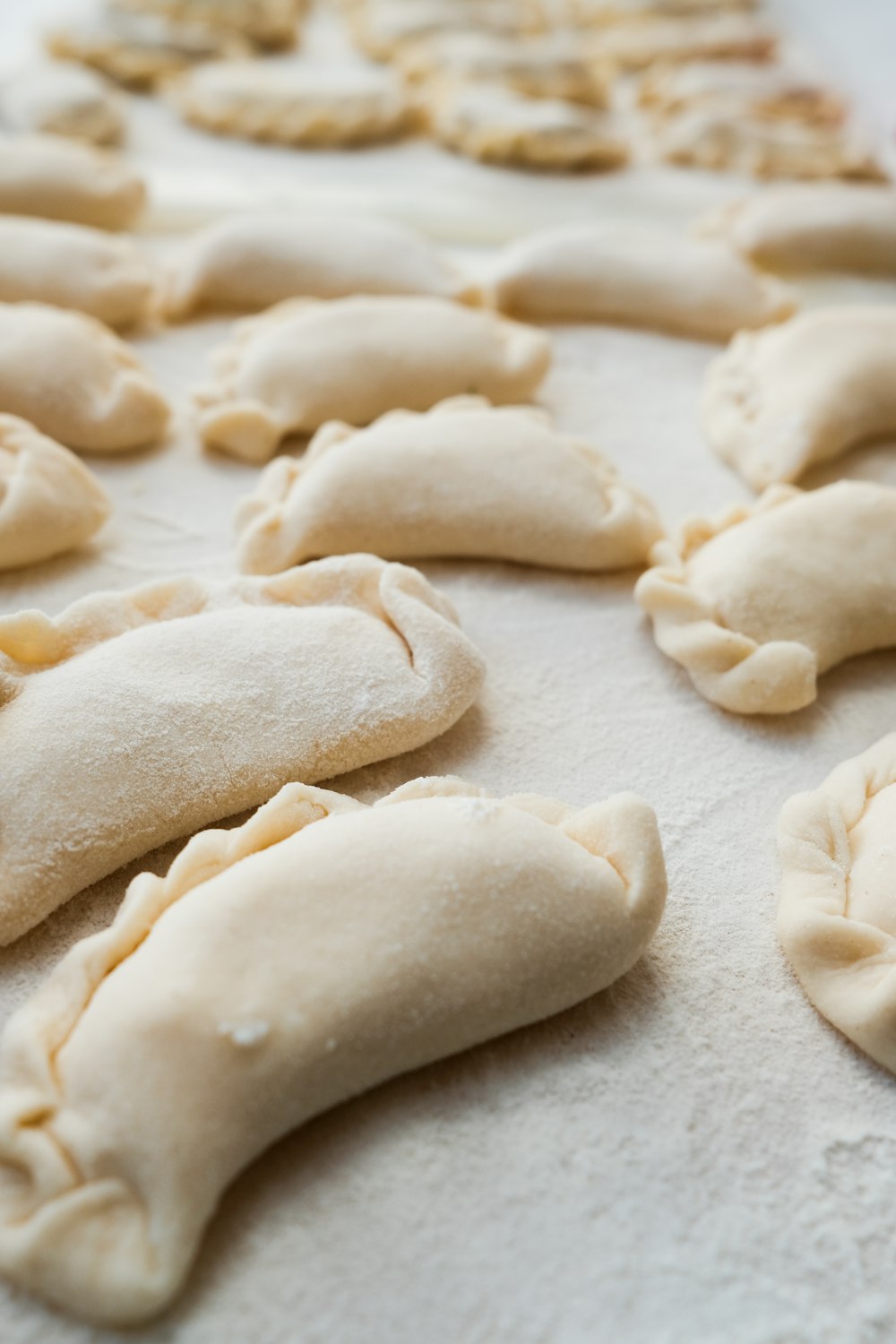 dumplings on white surface