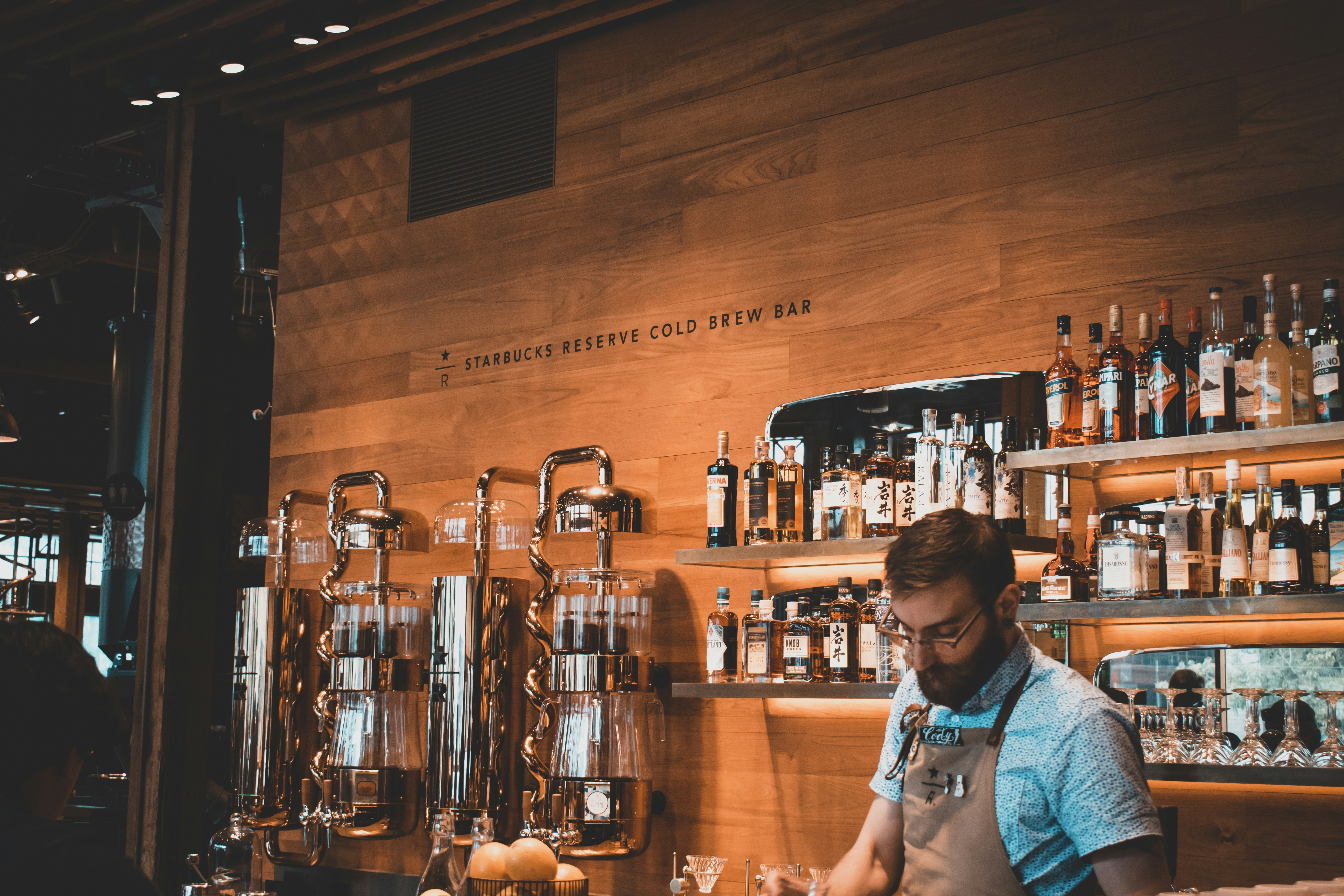 bartender inside bar, Starbucks Reserve Cold Brew Bar
