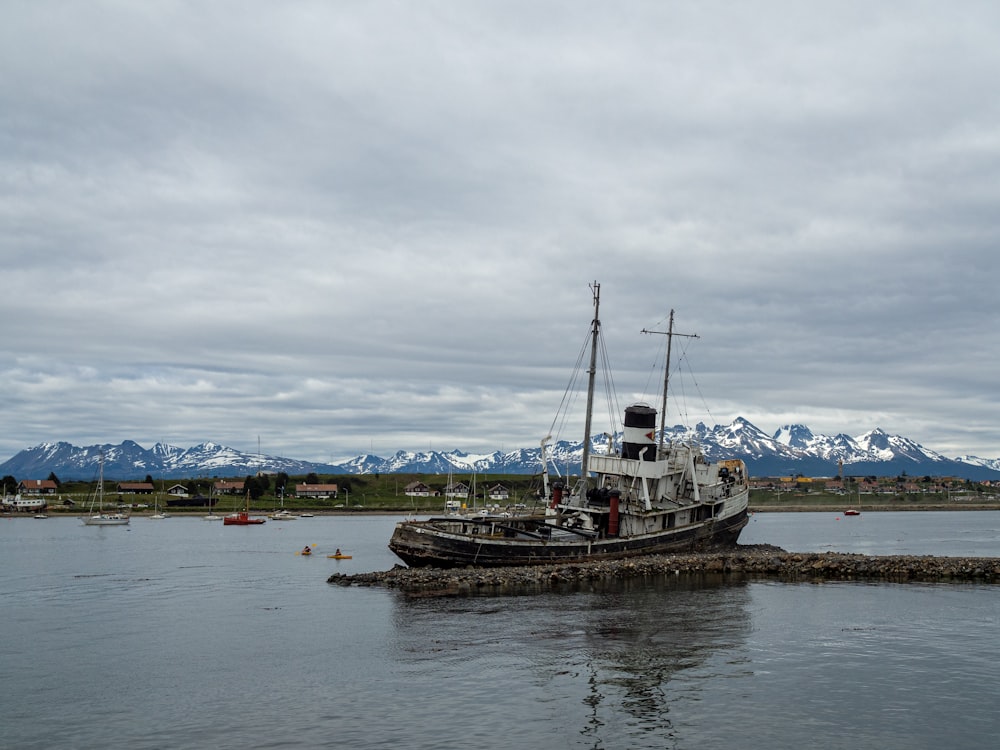 wrecked boat on dock