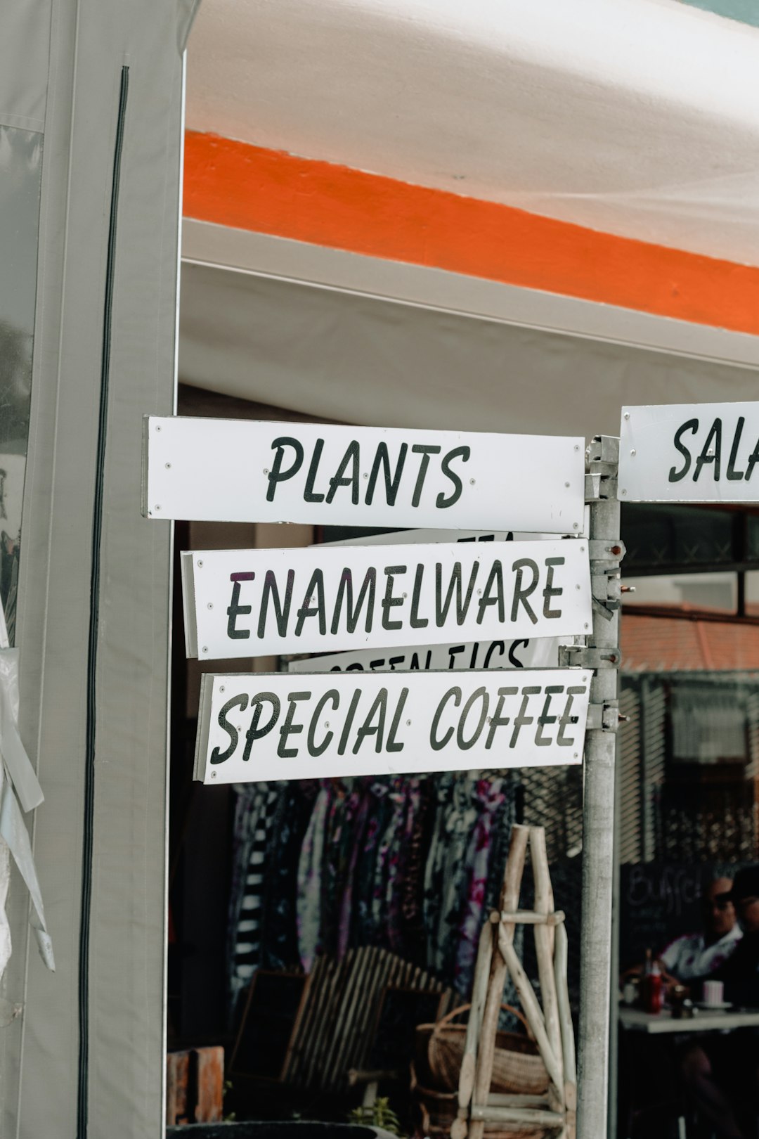 plants, enamelware special coffee signage