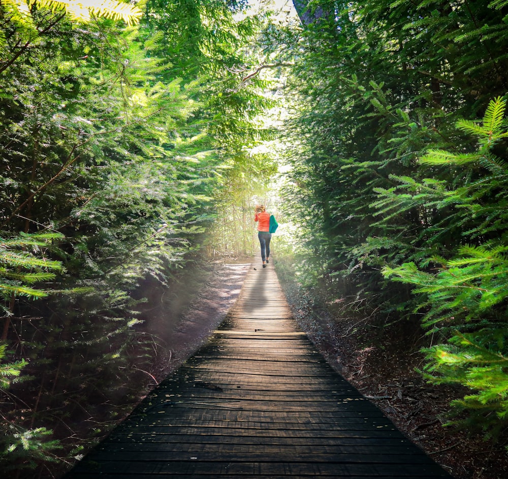 person walking on black pathway