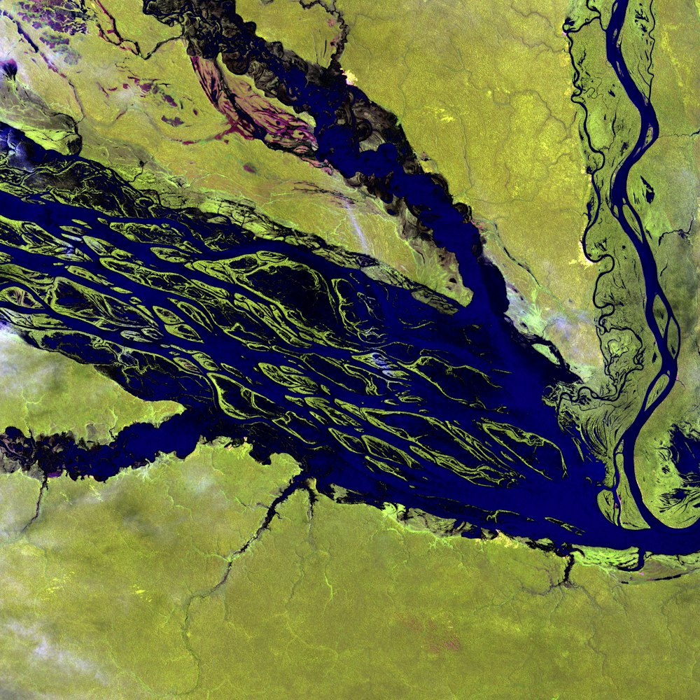 a satellite image of a body of water