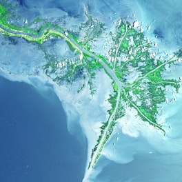 aerial photography green and gray island