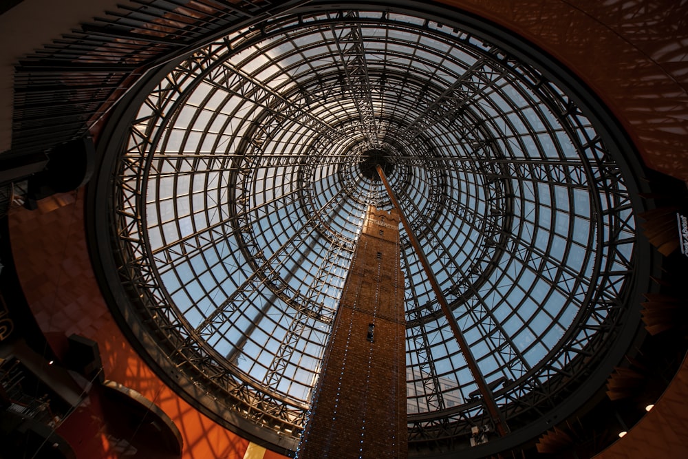 a very tall building with a glass roof