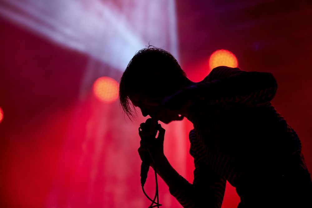 man using dynamic microphone