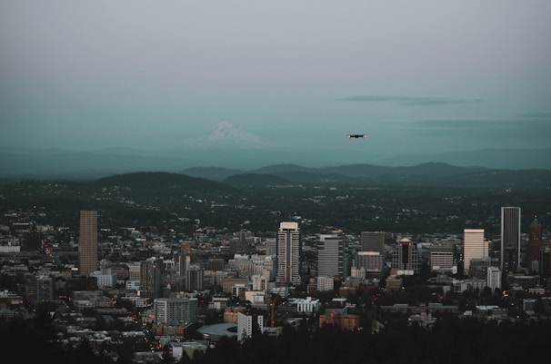 A stunning aerial shot of a cityscape taken with a drone.