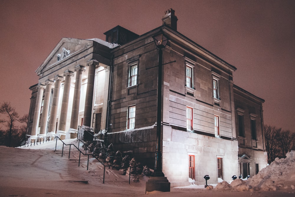 brown concrete building during nighttime