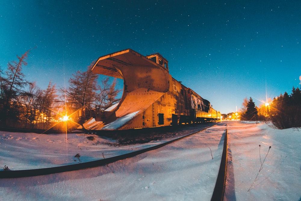 photography of brown building during nighttime