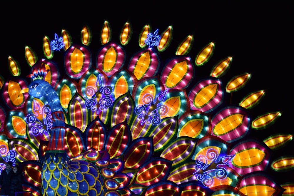assorted-color LED peacock decor